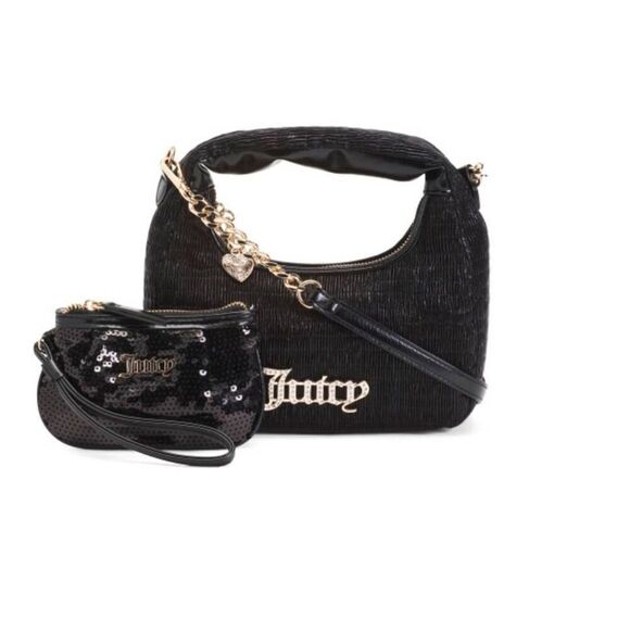 NWT~JUICY COUTURE Boxed 3 Pc. Black Sequin Crossbody Bag Set~$99 Retail Value - Picture 3 of 6